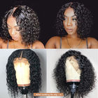 Afro-amerikan için doğal kıvırcık kısa ön dantel insan saçı bob peruk