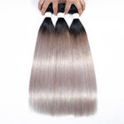 1B / Gümüş Gri Ombre Düz Malezya Saç Uzantıları Hayır Dökülme