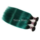 Koyu Kökler Yeşil Ombre İnsan Saç Uzantıları / Brezilyalı Saç Örgü