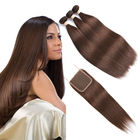 Kahverengi Renk Ombre İnsan Saç Uzantıları / 4X4 Kapatma ile Düz Saç Dokuma